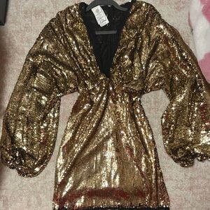 Gold Sequin Mini Dress